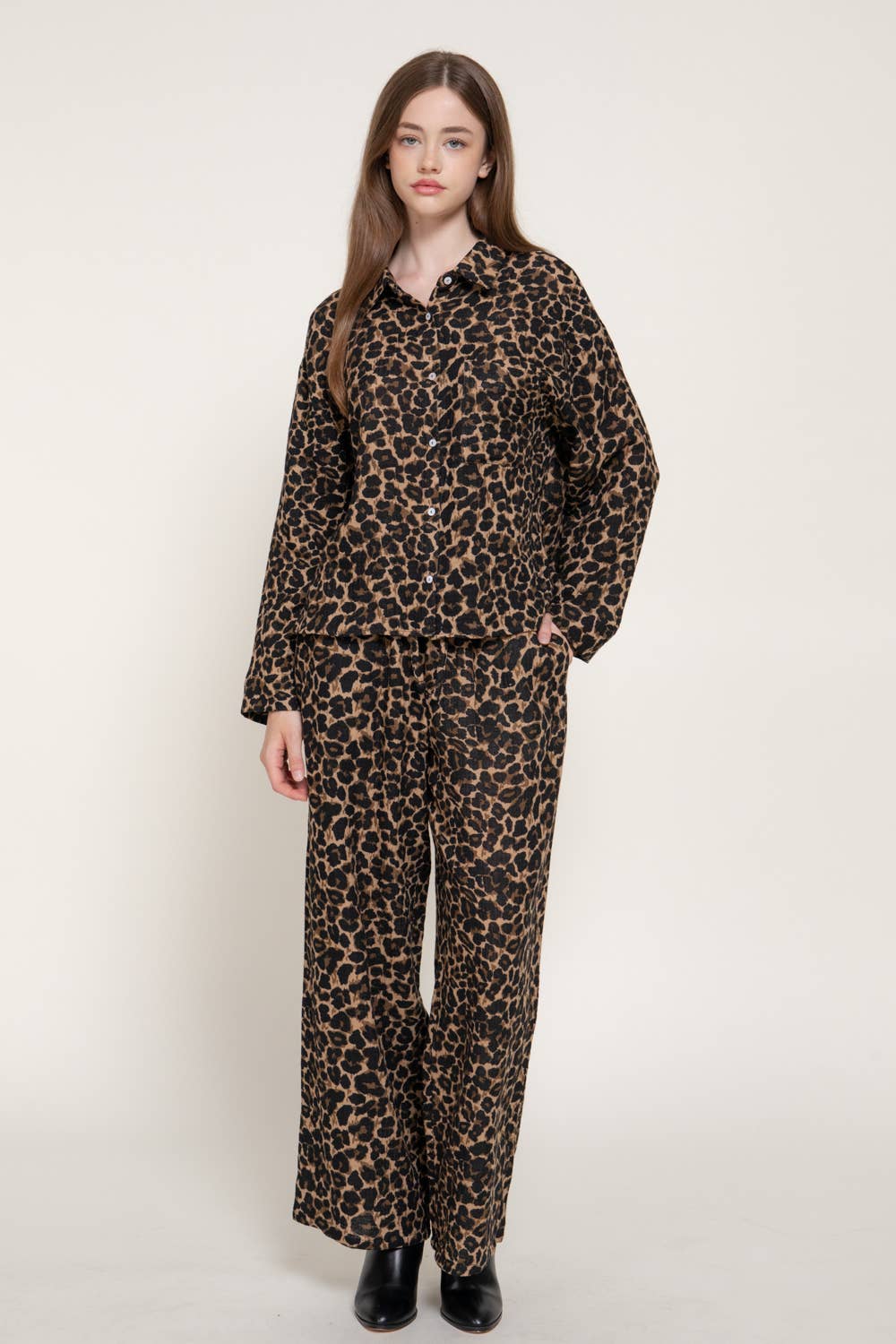 Leopard Elastic Waist Pants