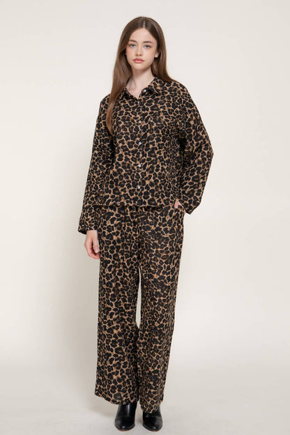 Leopard Elastic Waist Pants