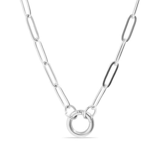 Stainless Paperclip Charm Keeper Necklace: 16"