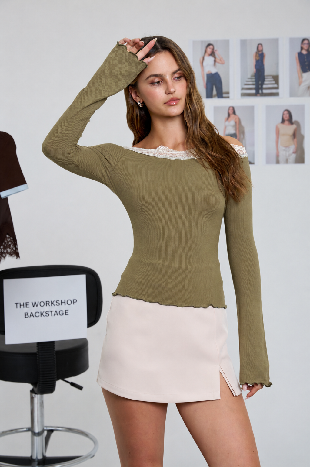Lace Off-Shoulder Knit Top