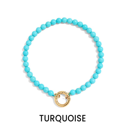 Semi Precious Stone Charm Keeper Bracelet