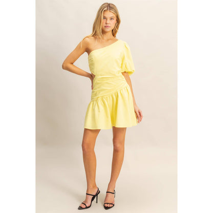 One Shoulder Tiered Cutout Mini Dress