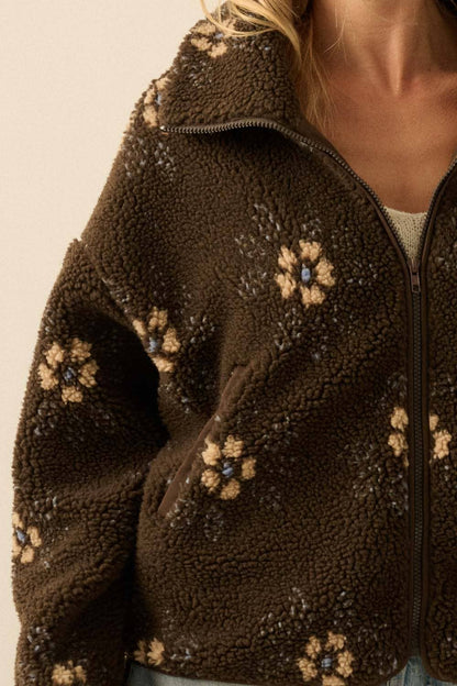 Floral Fleece Zip-Up Jacket