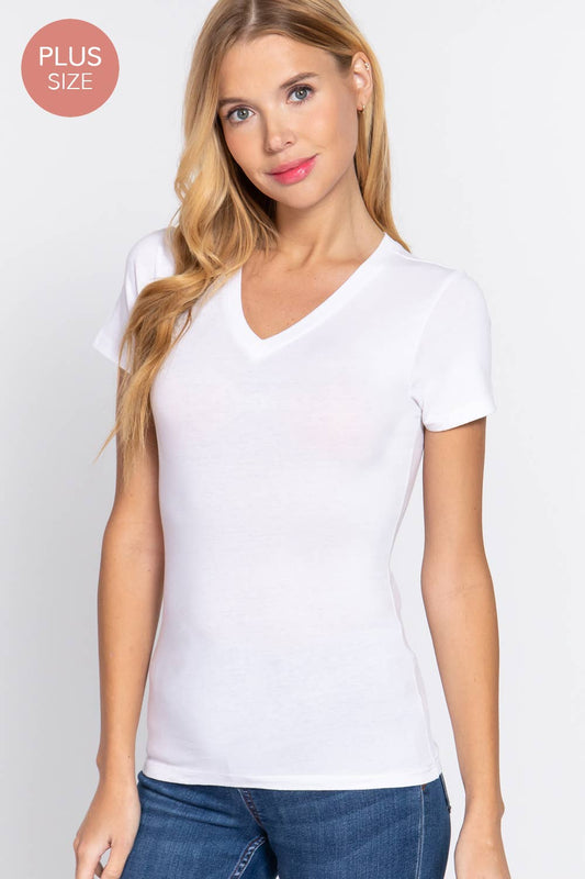 PLUS Short Sleeve V-neck Top