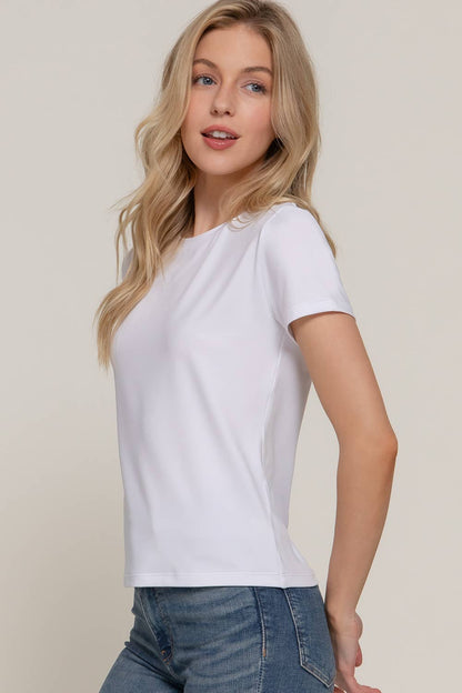 Short Sleeve Round Neck Knit Top