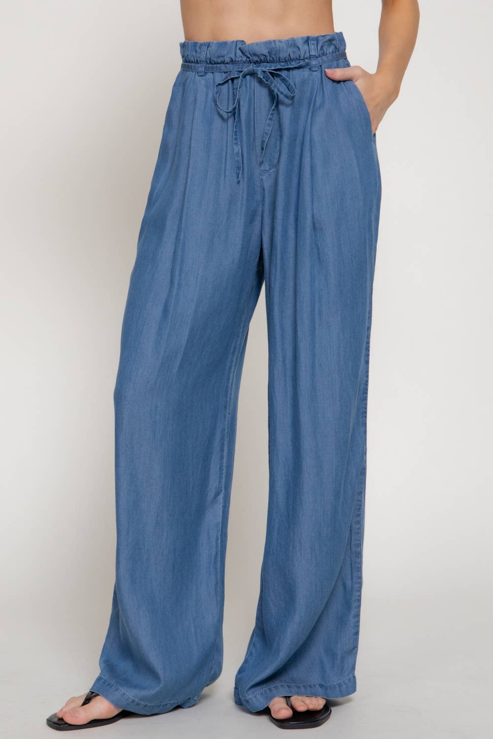 Paperbag Belt-Tie Lyocell Pants