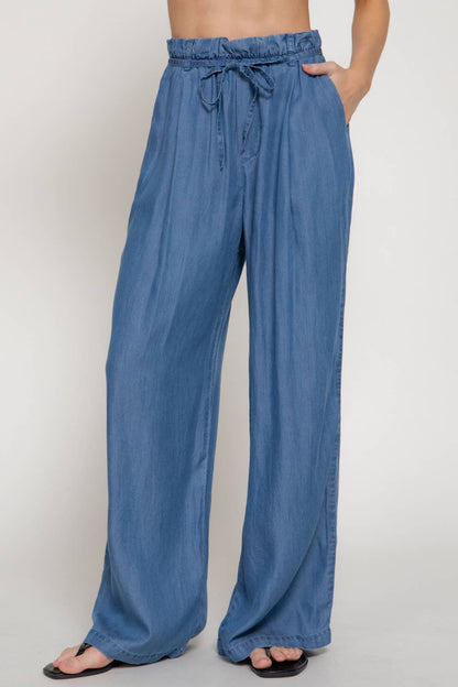 Paperbag Belt-Tie Lyocell Pants