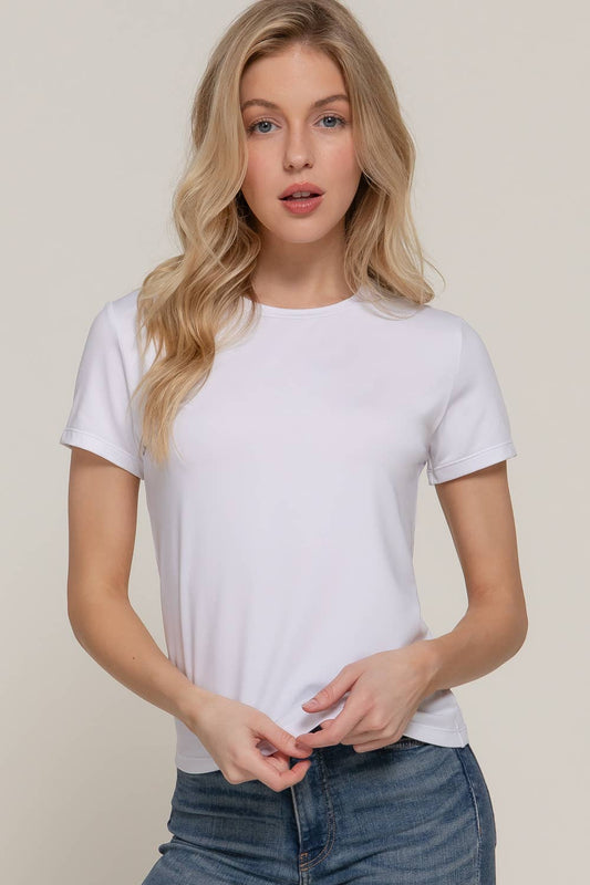 Short Sleeve Round Neck Knit Top