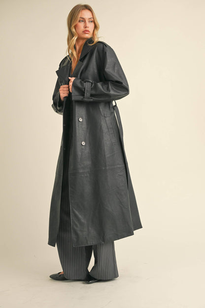 Leather Belted Trench Coat