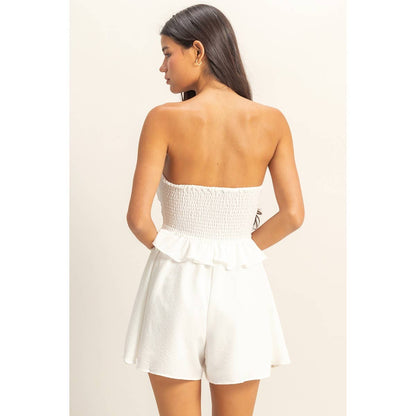 Strapless Ruffled Mini Romper