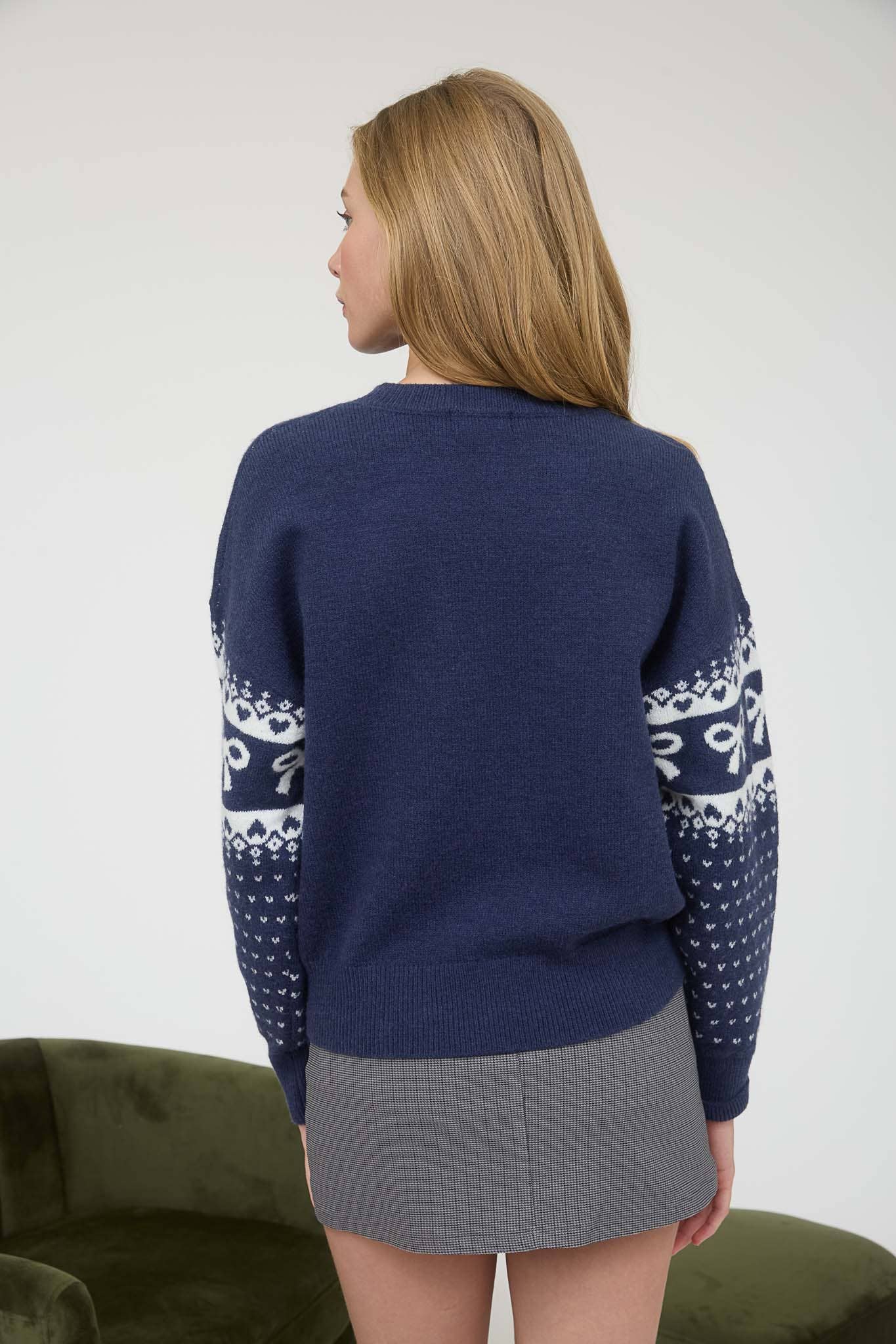 Bow & Heart Jacquard Sweater