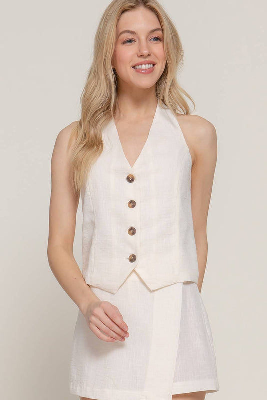 Halter Button Down Top