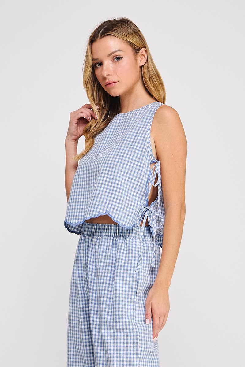 Gingham Side Tie Tank
