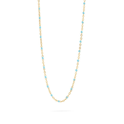 Gold Turquoise Chain Necklace: 16"