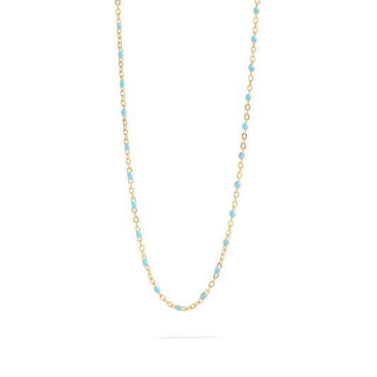 Gold Turquoise Chain Necklace: 16"