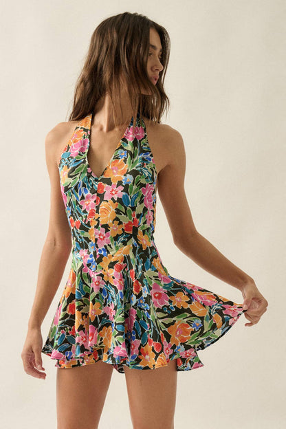 Halter Fit-and-Flare Romper