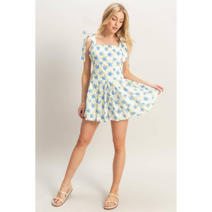 Floral Self-Tie Shoulder Straps Romper