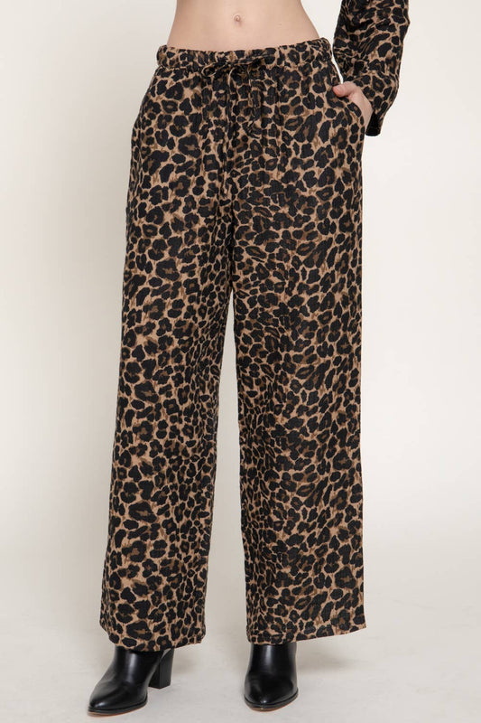 Leopard Elastic Waist Pants