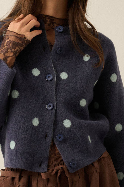 Polka Dot Cropped Cardigan