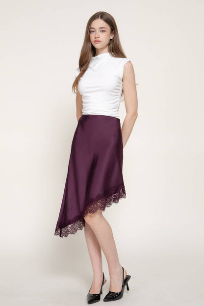 Asymmetrical Satin Midi Skirt