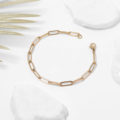 Gold Paperclip Chain Bracelet: 7", 4mm