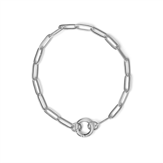 Stainless Paperclip Charm Keeper Bracelet