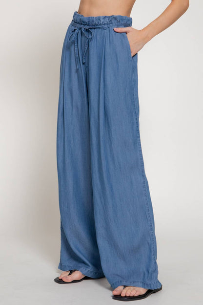 Paperbag Belt-Tie Lyocell Pants