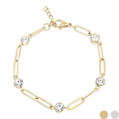 Gemstone Station Paperclip Bracelet