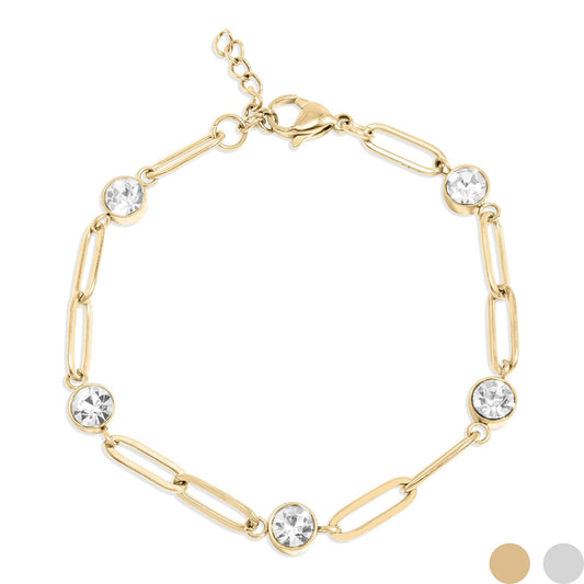 Gemstone Station Paperclip Bracelet