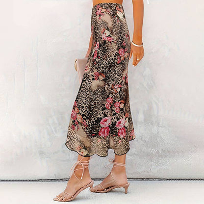Leopard Hip Midi Skirt