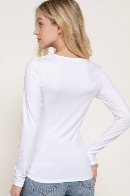 Square Neck Long Sleeve Knit Top