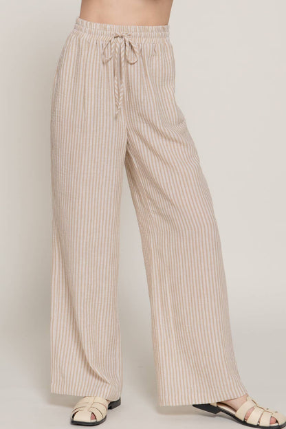 Elastic Straight Fit Stripe Pants