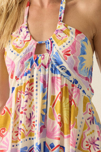 Summer Sun Open-Back Halter Maxi Dress