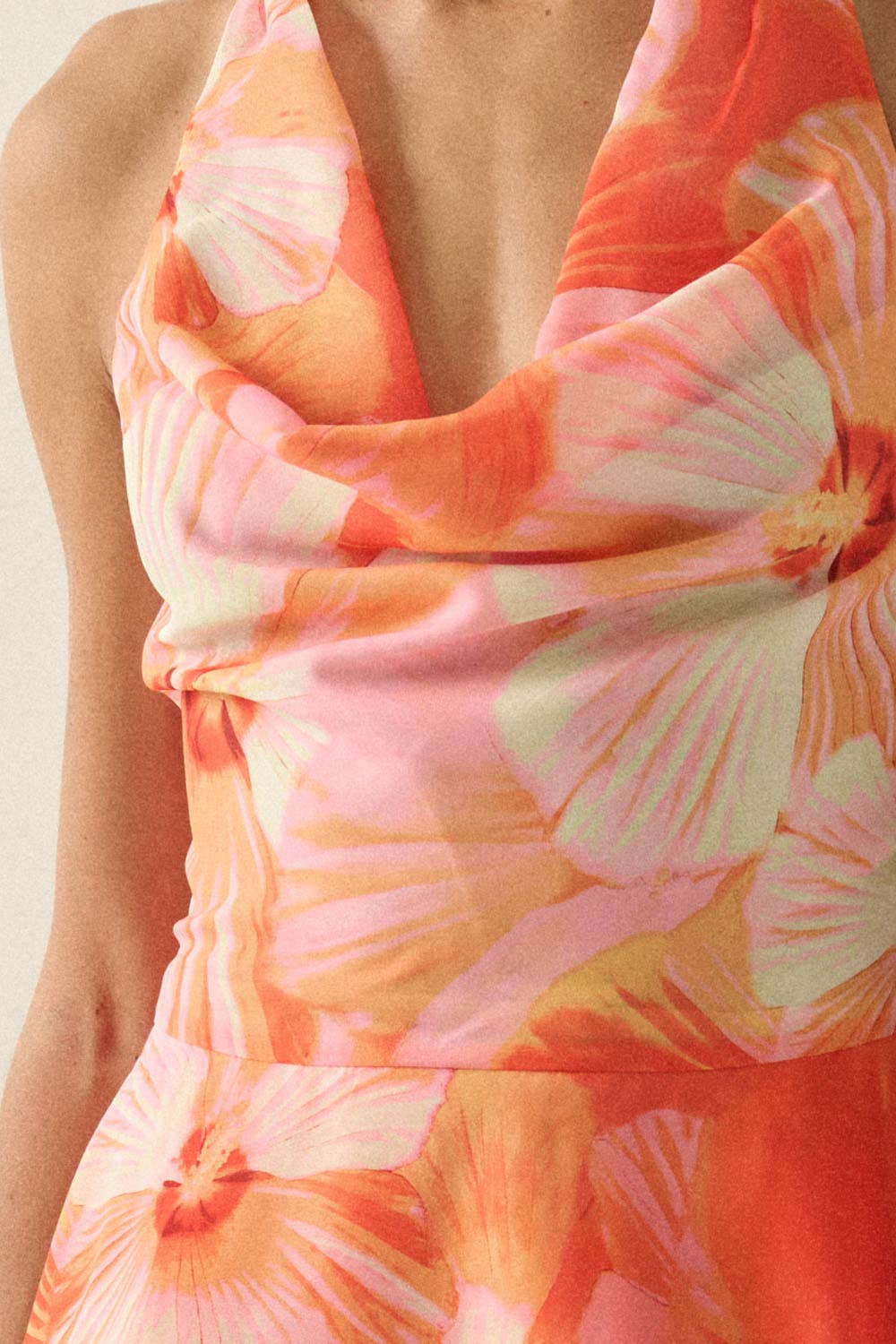 Floral Chiffon Halter Mini Dress