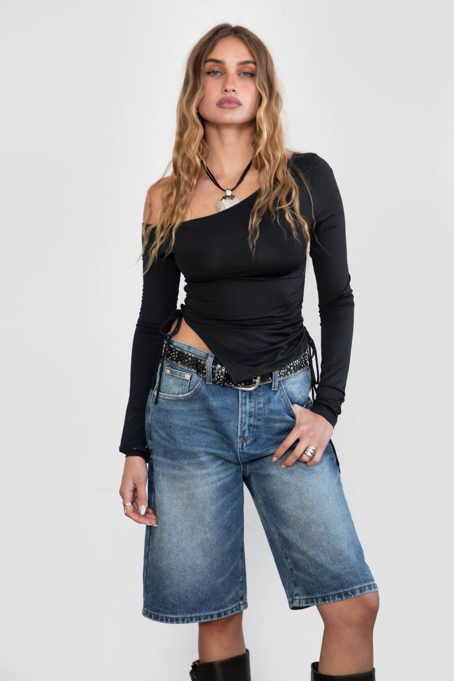 Elevated Asymmetrical Ruched Long Sleeve Top