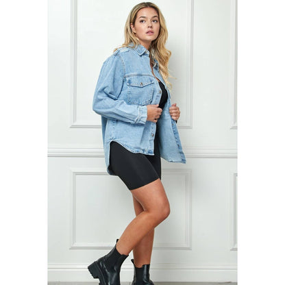 PLUS Distressed Denim Jacket