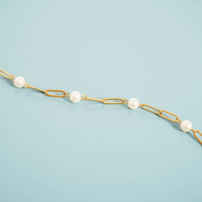 Multi Pearl Paperclip Chain Bracelet
