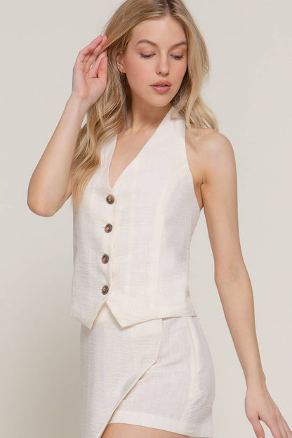 Halter Button Down Top