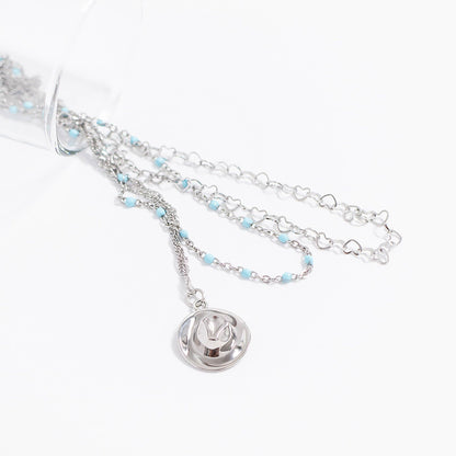 Stainless Turquoise Chain Necklace: 16"