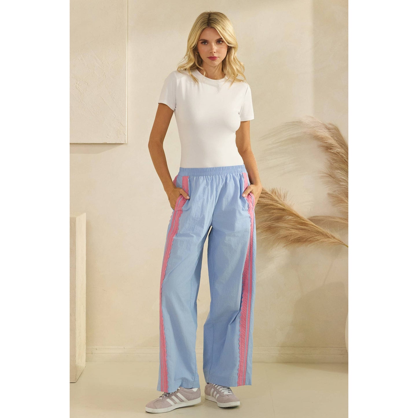 Lace Stripe Nylon Pants