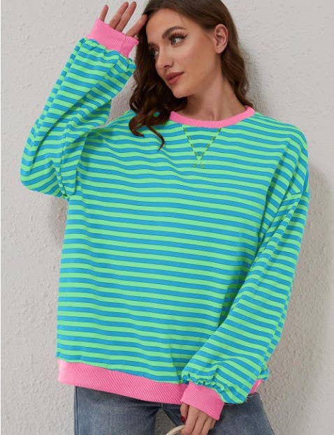 Stripe Crew Neck Sweatshirt