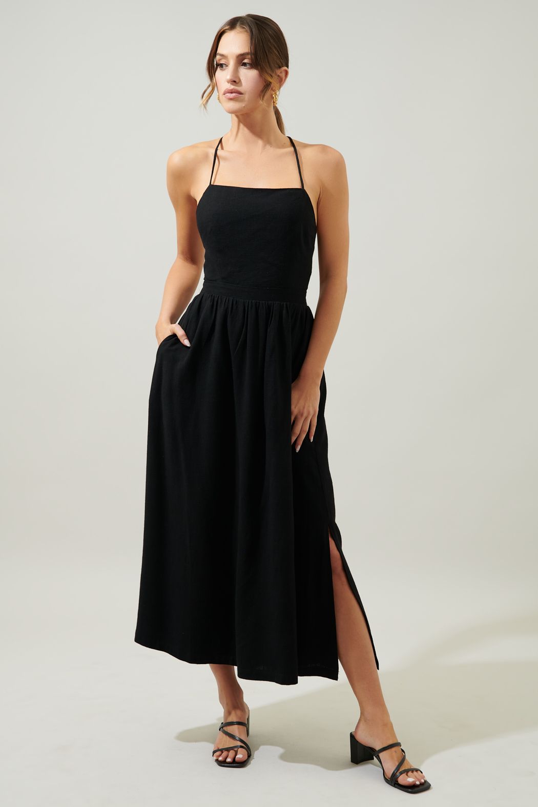 Aisha Lace Up Back Midi Dress