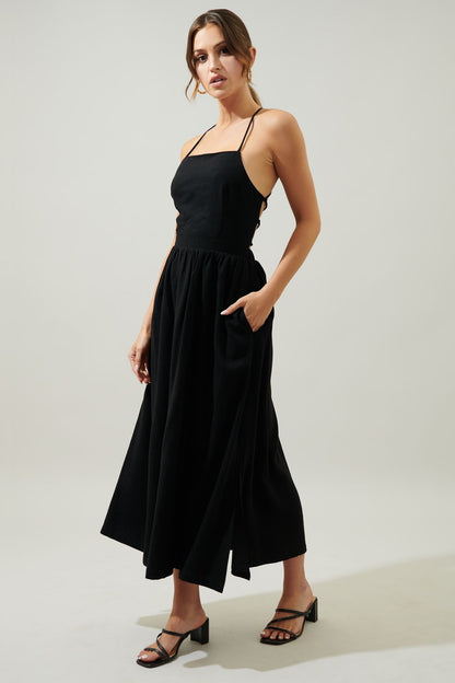Aisha Lace Up Back Midi Dress