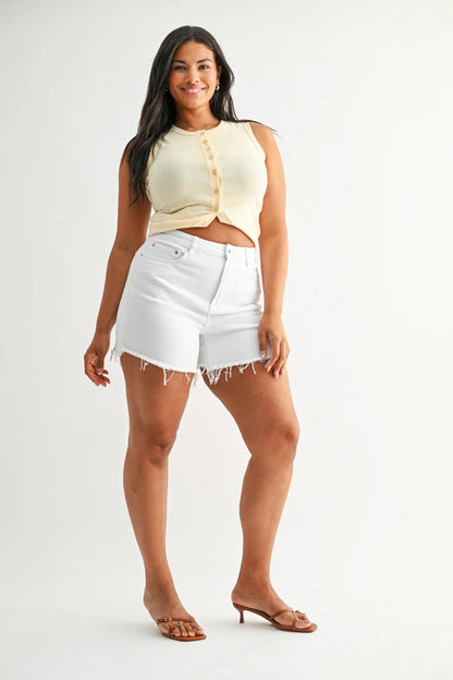 Plus Mica Denim White Shorts