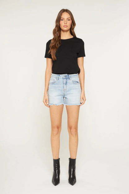 MICA High Rise Frayed Hem Shorts