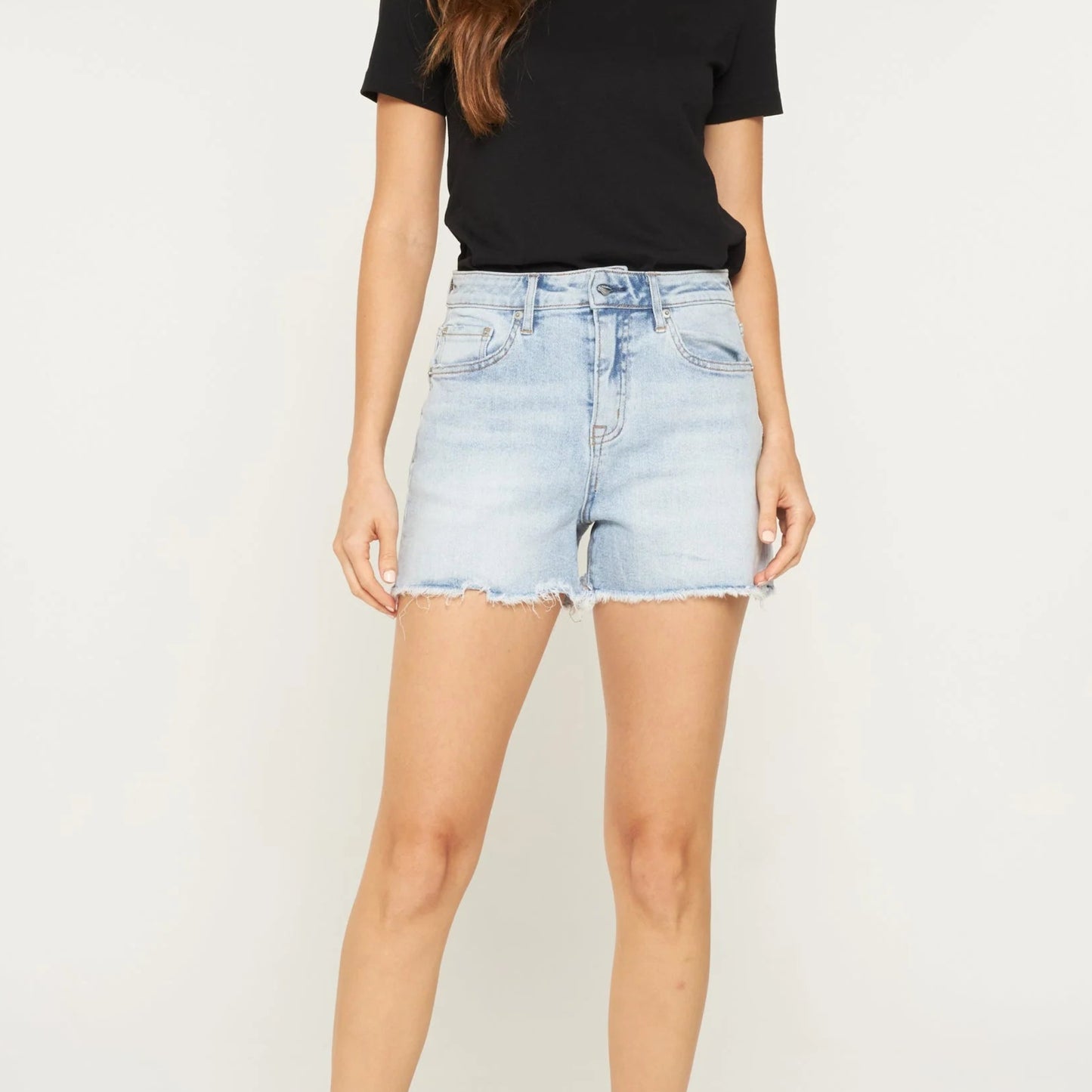 MICA High Rise Frayed Hem Shorts