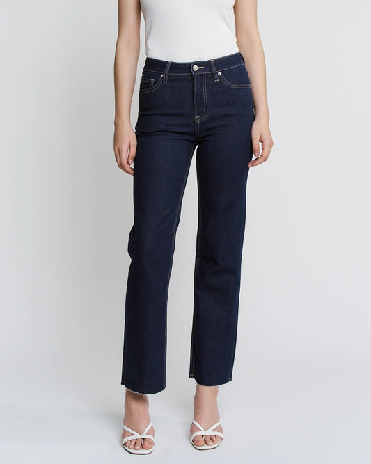 High Rise Straight Ankle Leg Lurex