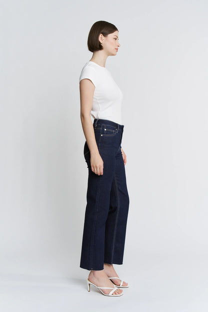 High Rise Straight Ankle Leg Lurex