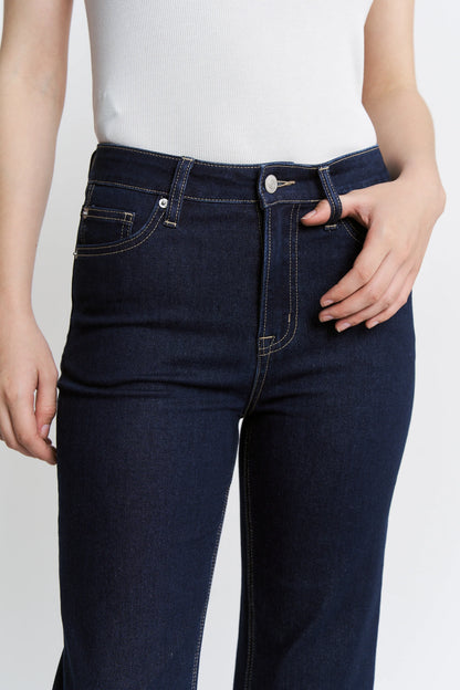 High Rise Straight Ankle Leg Lurex