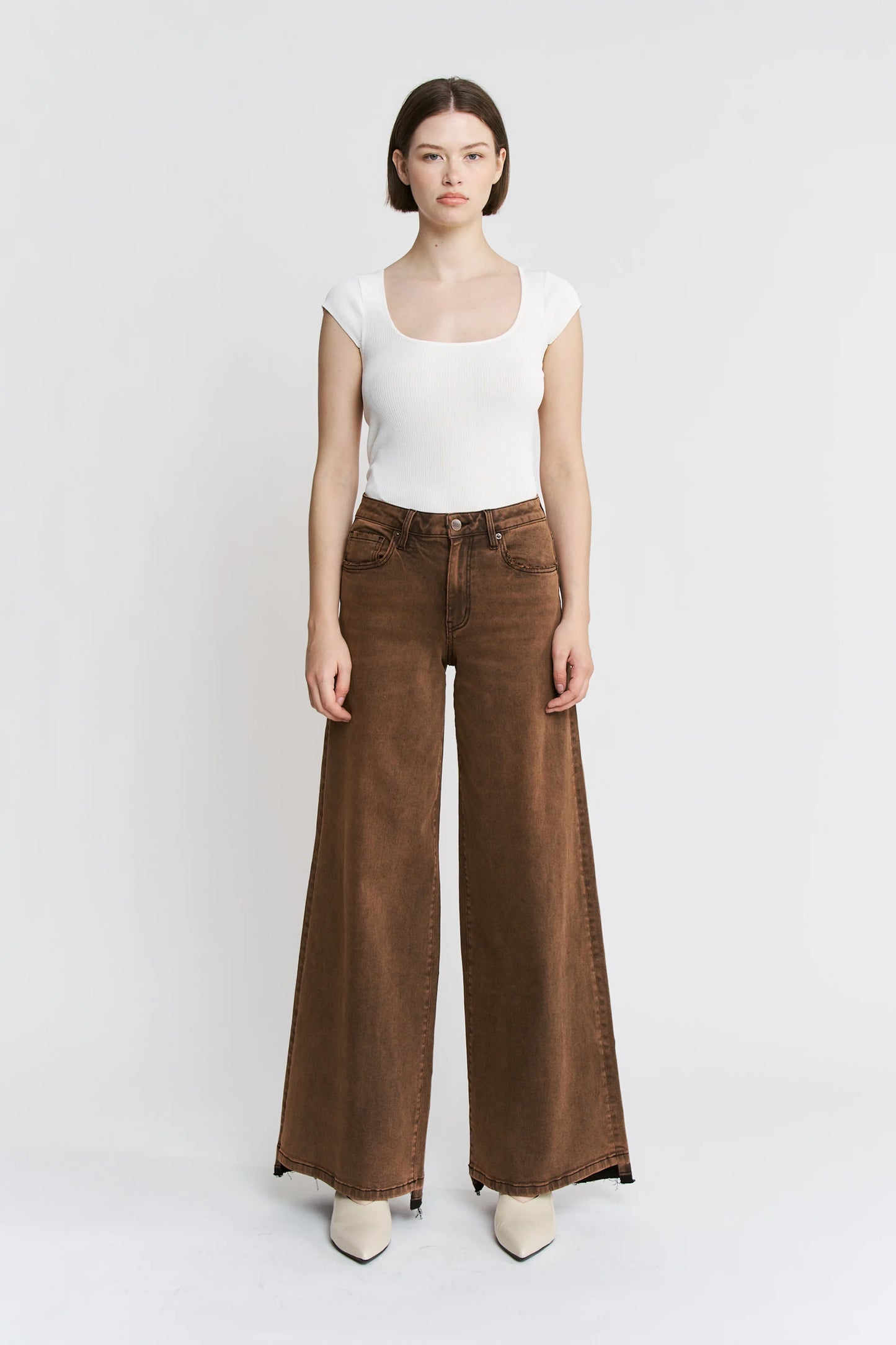 High Rise Wide Leg Vintage Wash Denim